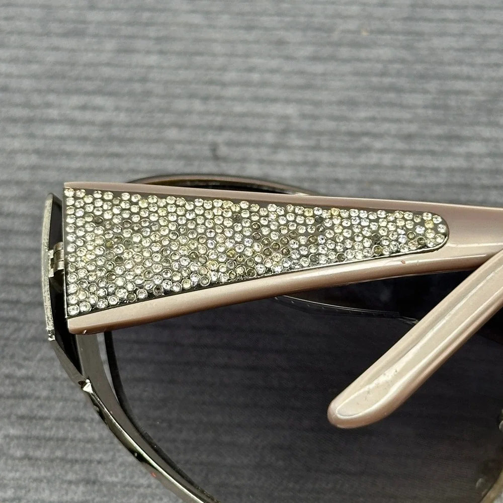 Valentino 5451/S Crystal Embellished Shield Sunglasses Silver Pink Y2k